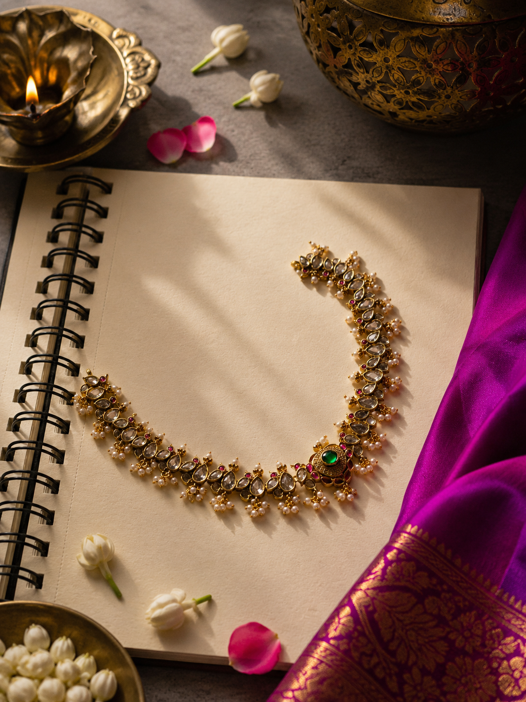 Emerald Kundan Pearl Choker