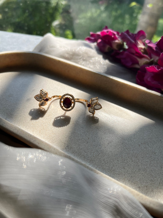 Ruby Petal Adjustable Ring