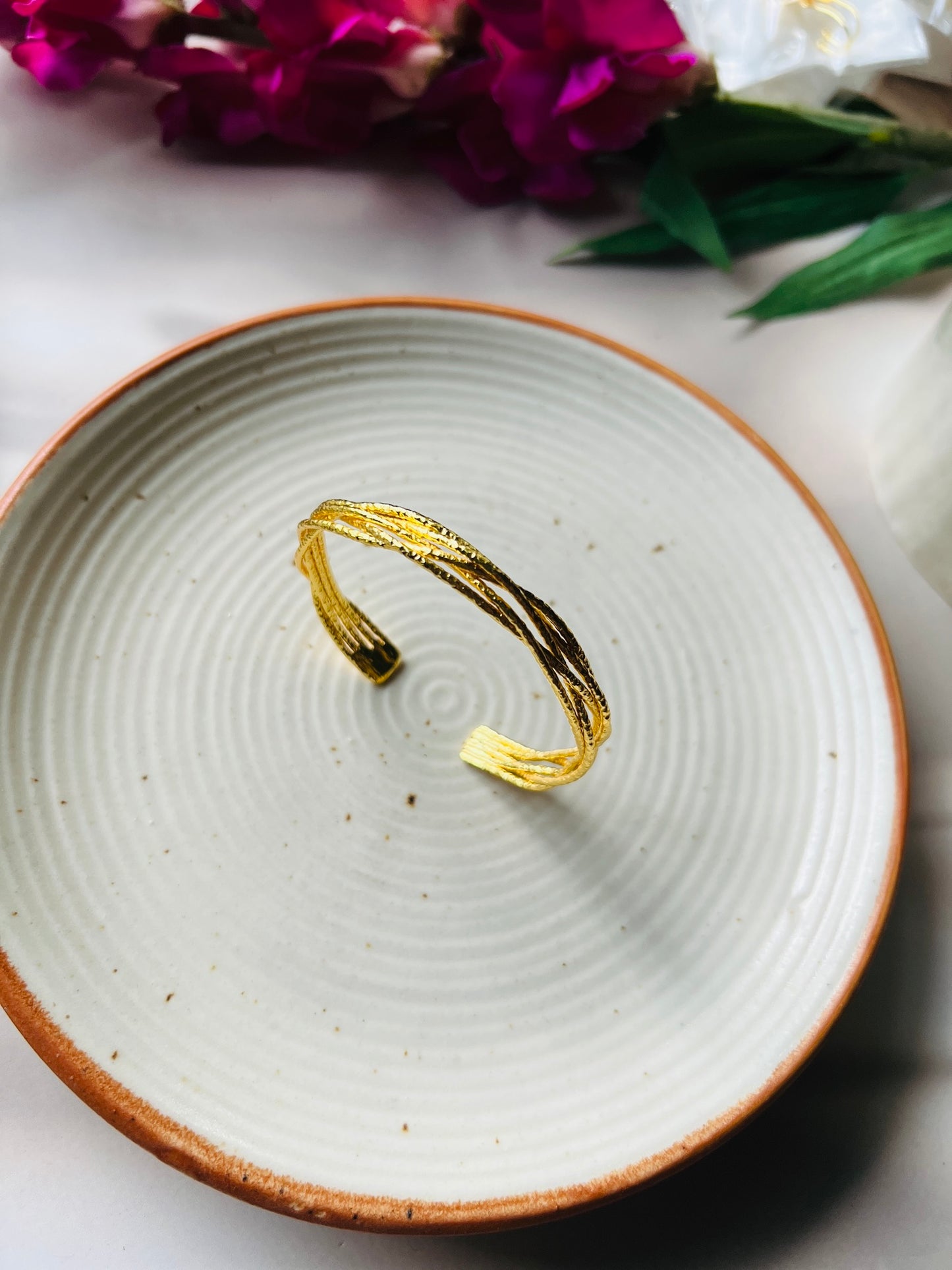 Auric Textured Open Bangle - bangles