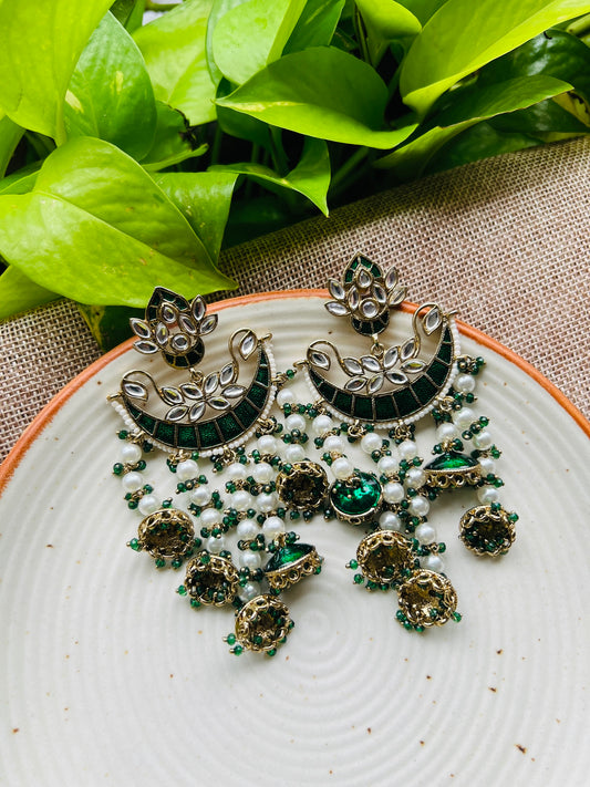 KUNDAN MOON FALL EARRING - Earrings