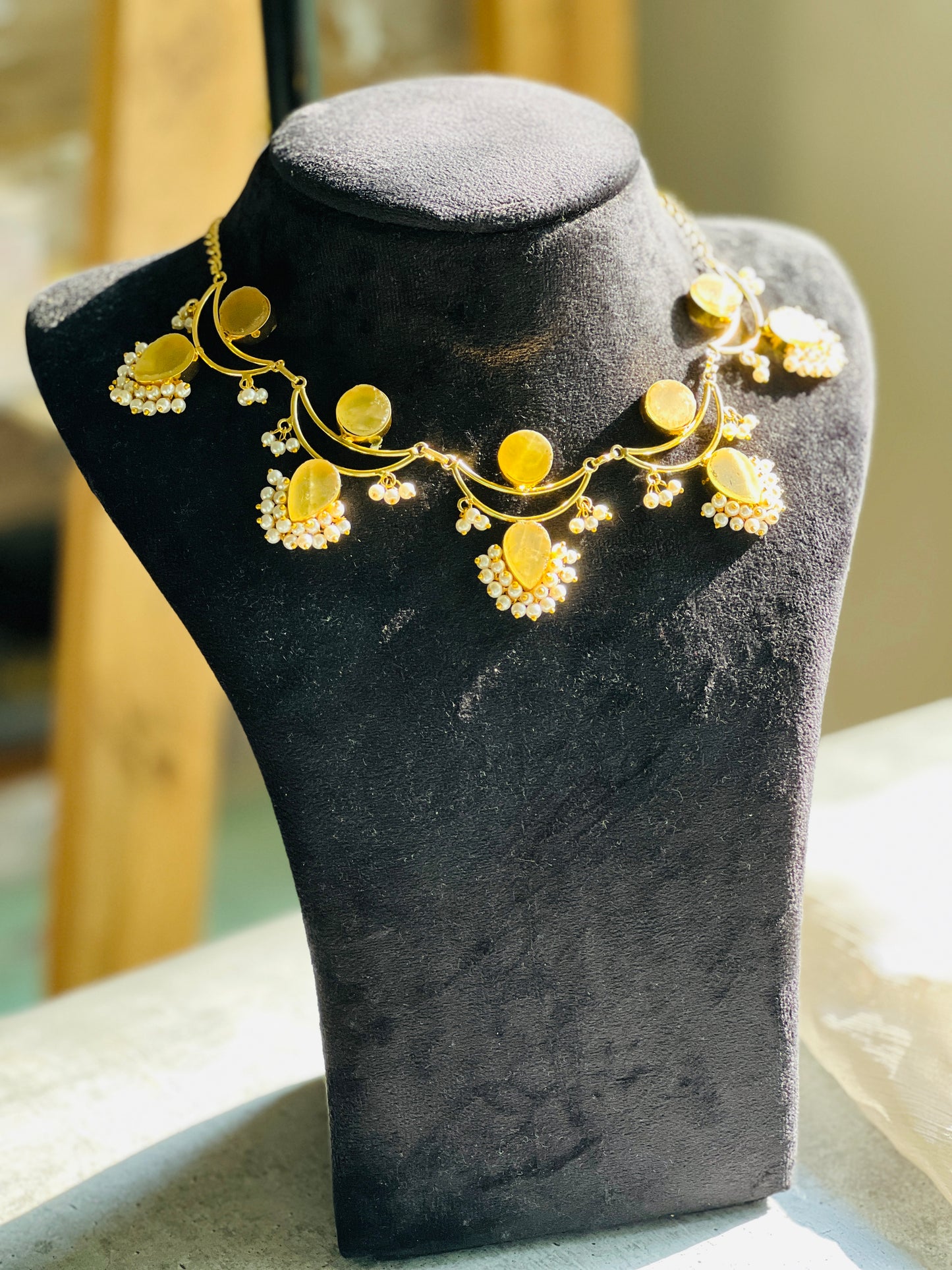 Gold Pearl Drop Necklace