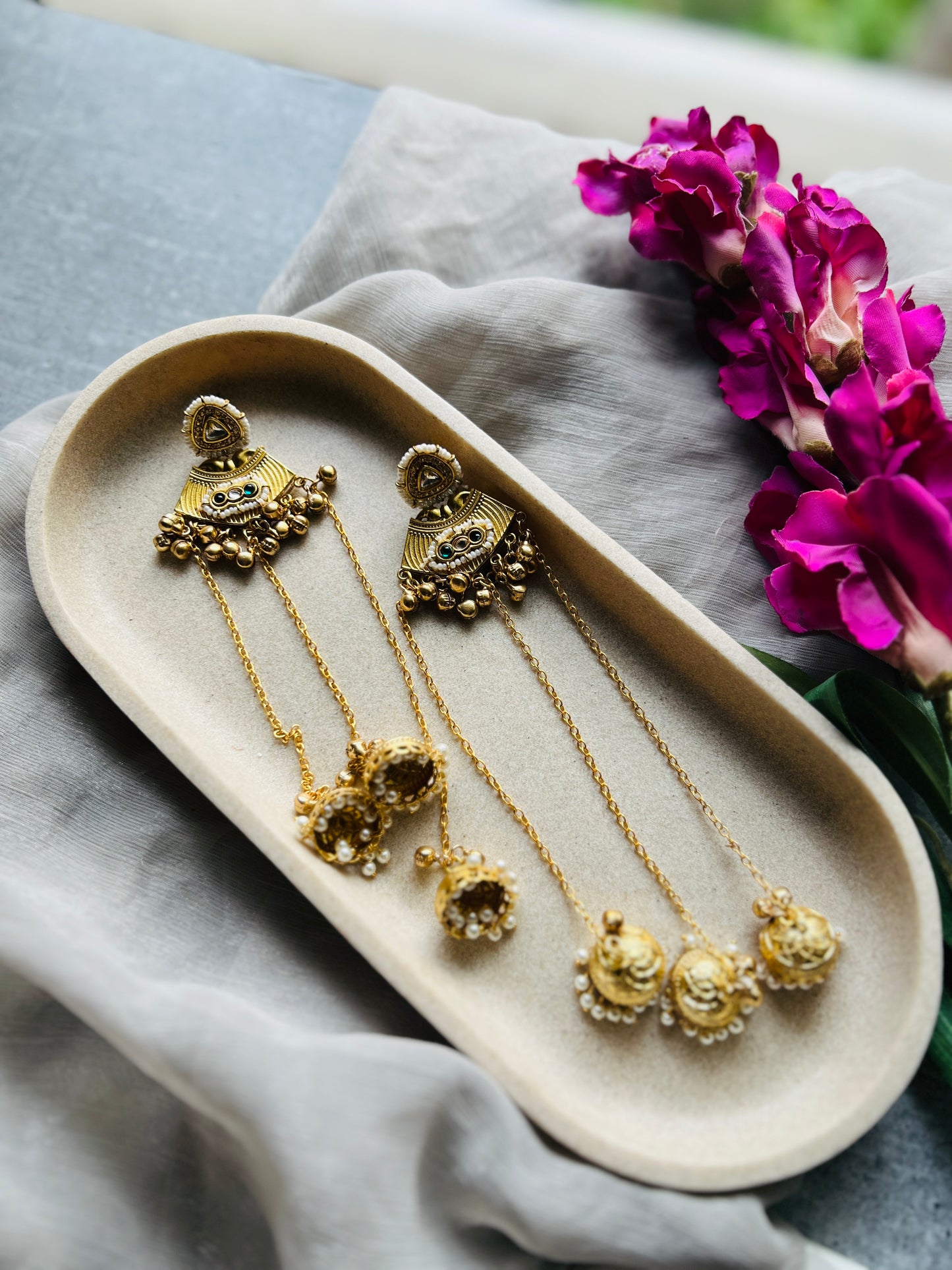Noor Jharna Chain Jhumkas