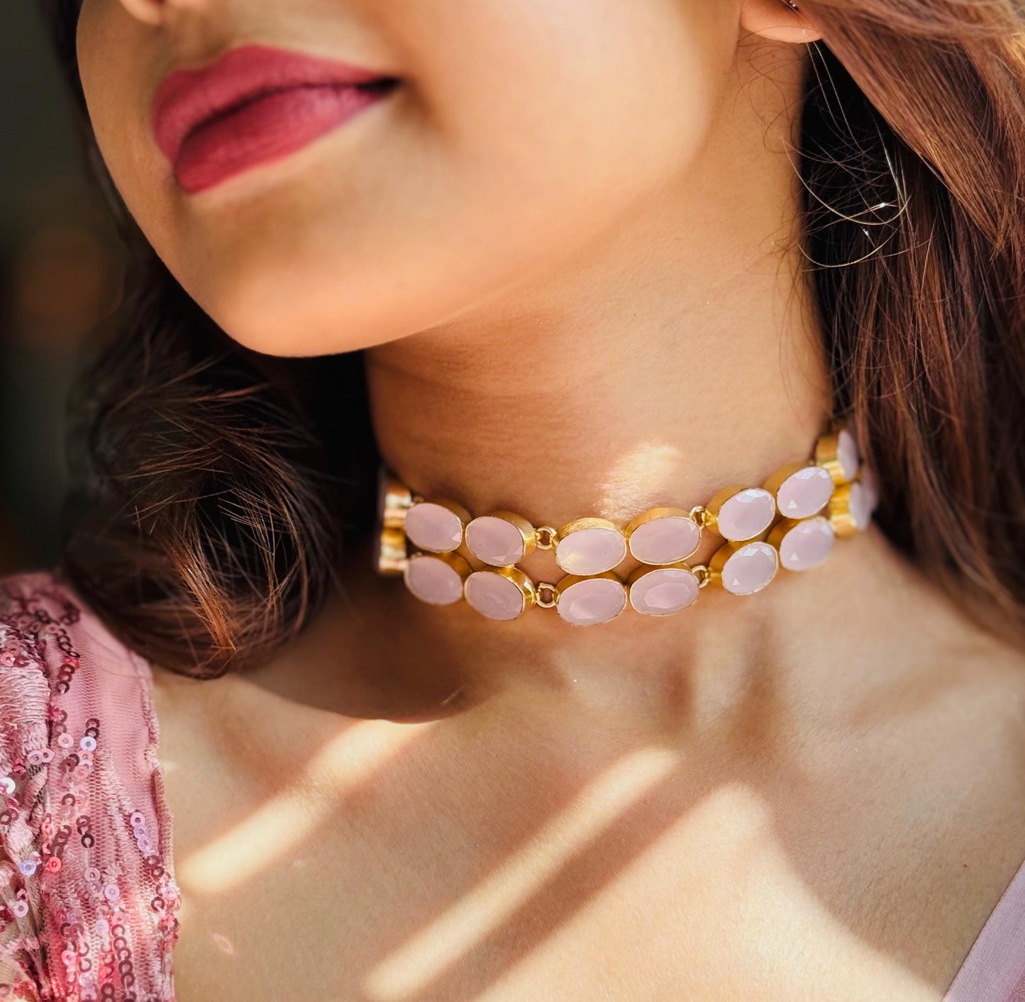 Blush Pink Stone Choker - Neckpiece