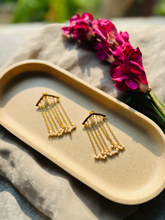 Pearl Cascade Fringe Earrings