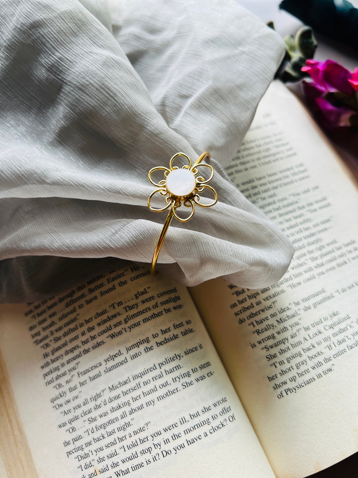 Moon Petal Bangle & Earring Set