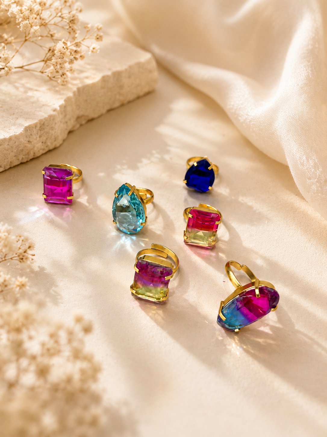 Aurora Prism Statement Rings Collection