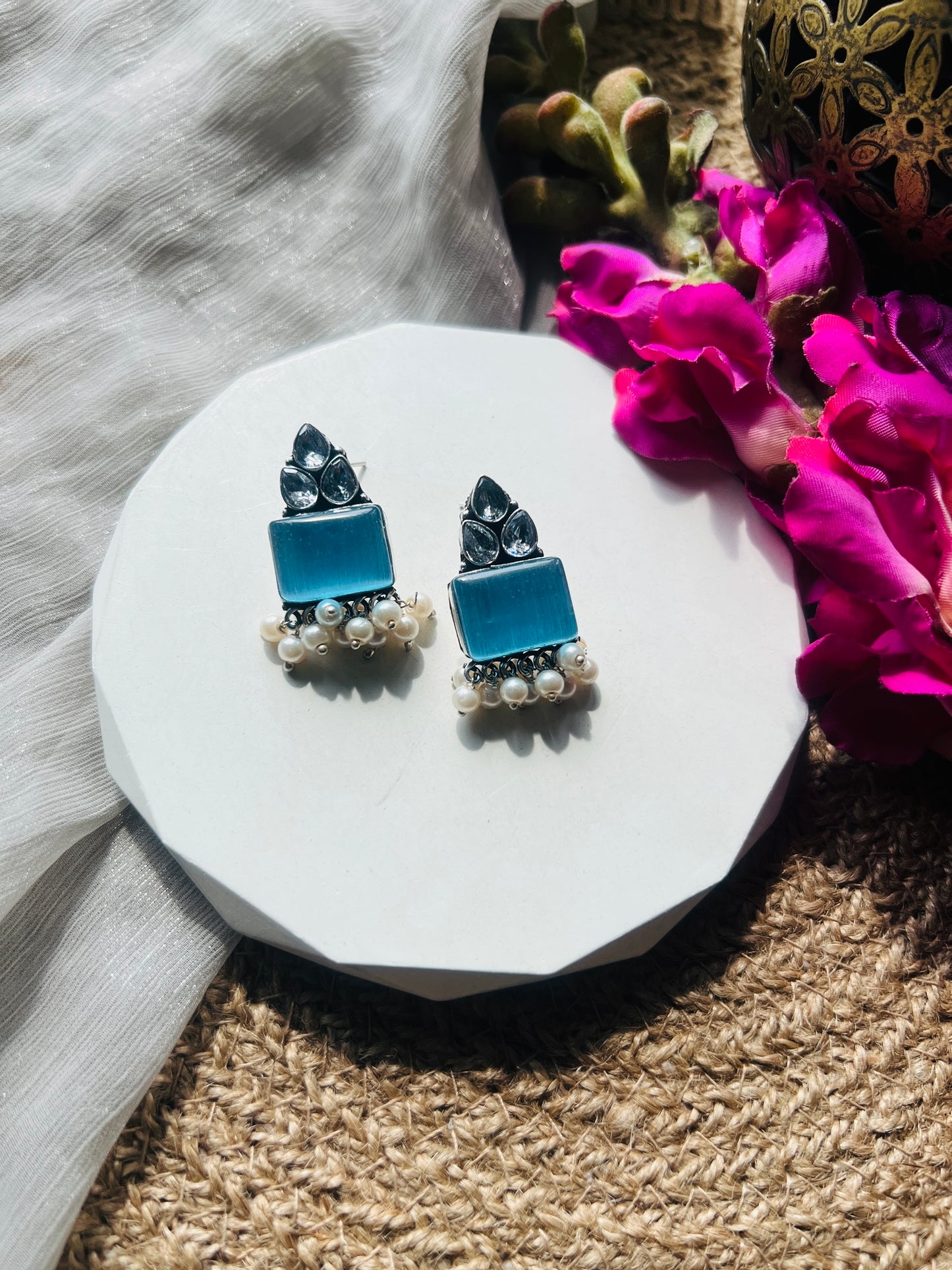 Pearl Glow Silver Studs -