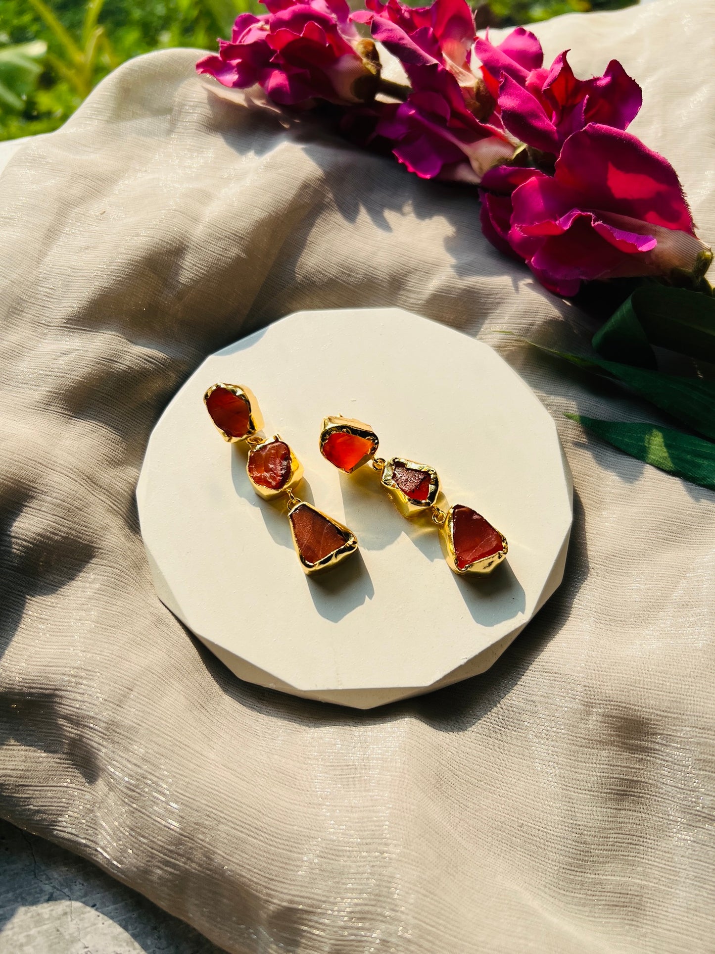 Raw Luxe Natural Stone Drop Earrings