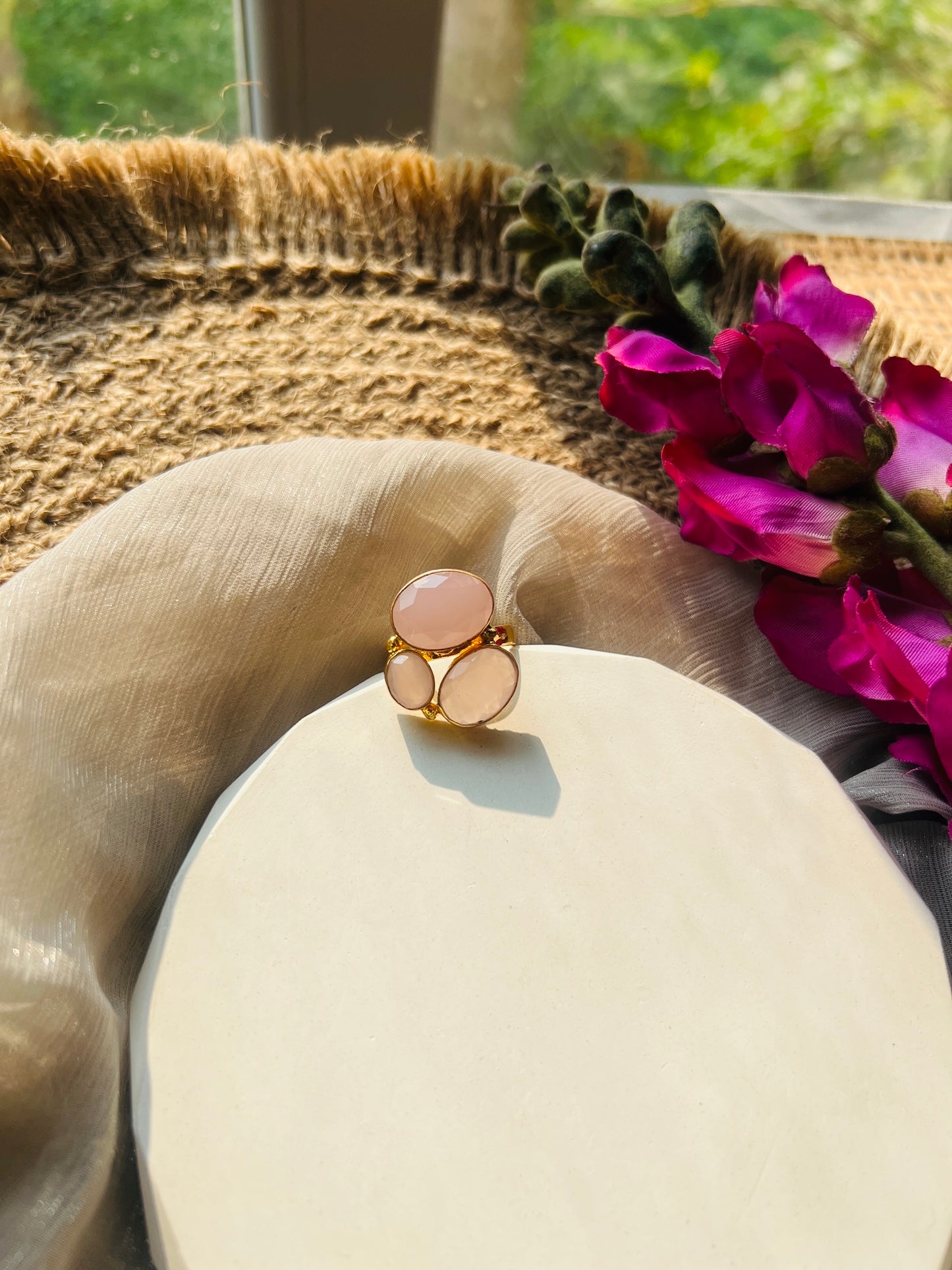 Celeste Oval Trio Rings -