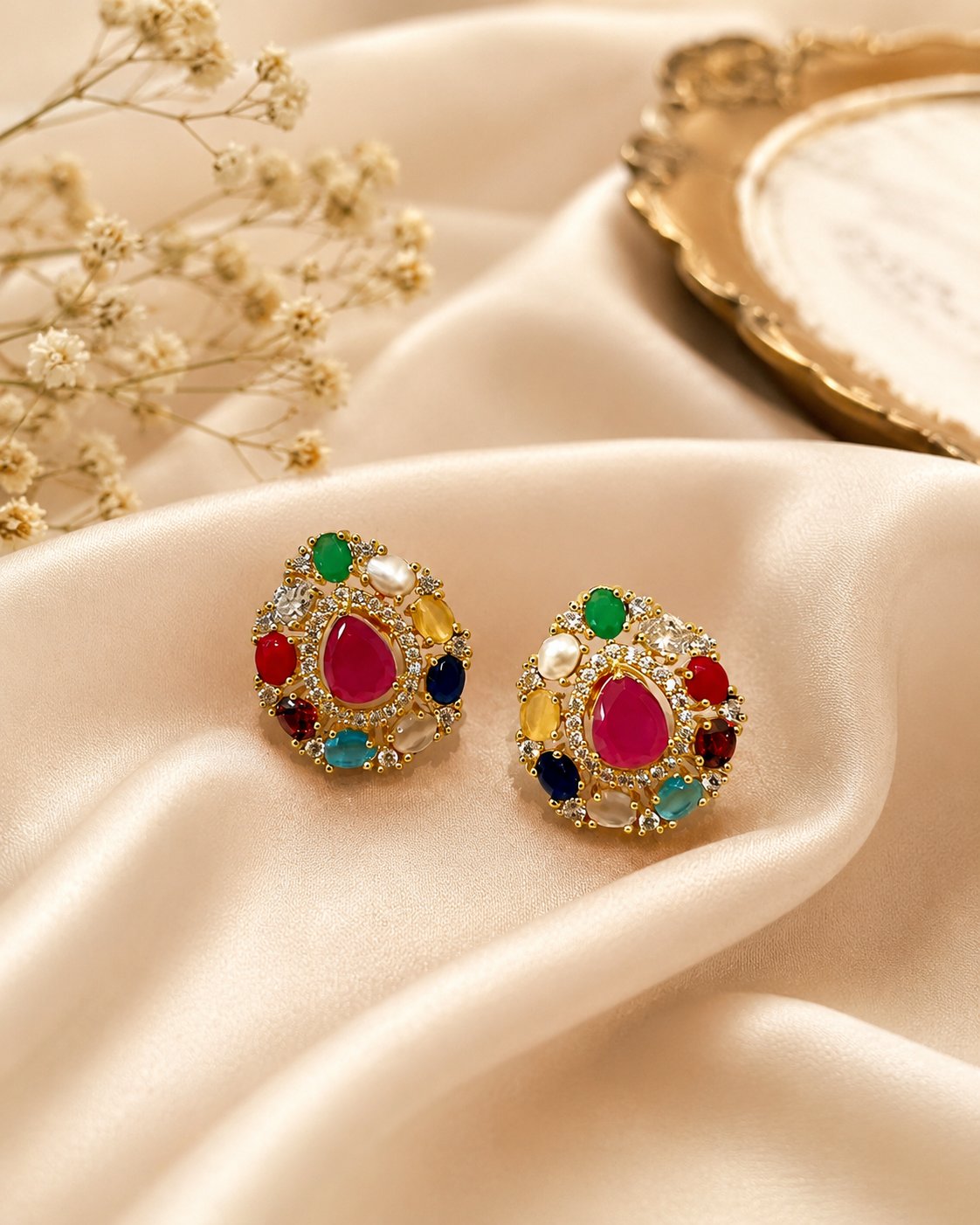 Nayra Navratna Earrings