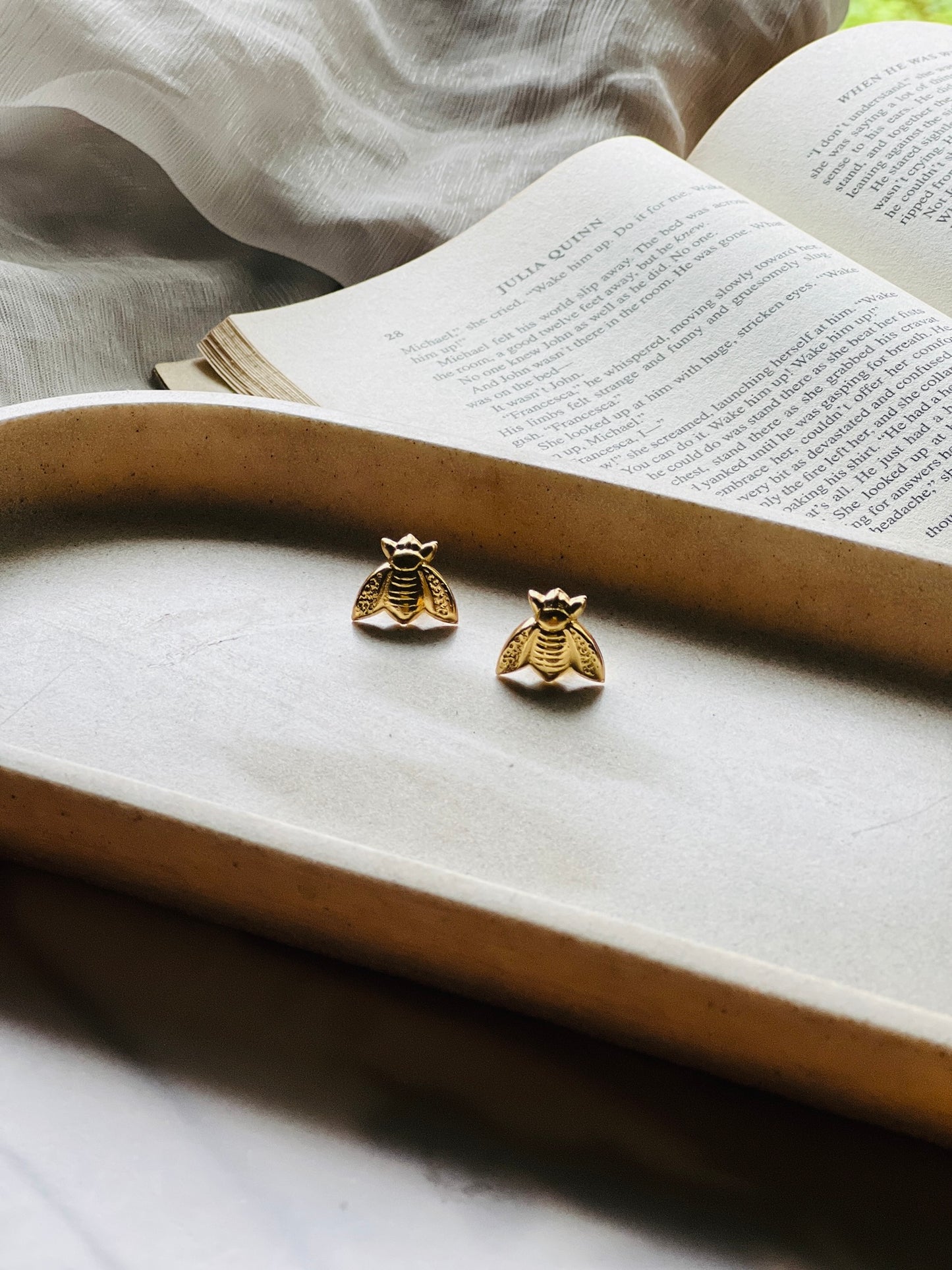 Golden Fly Charm Studs