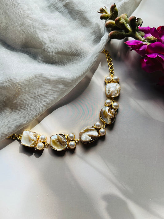 Bold Baroque Pearl Neckpiece - Necklaces
