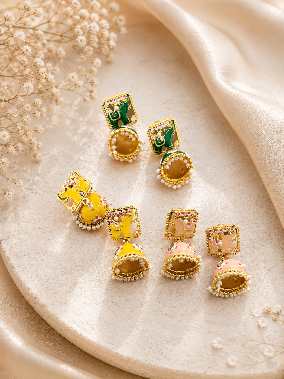 Rangoli Enamel Jhumka Earrings