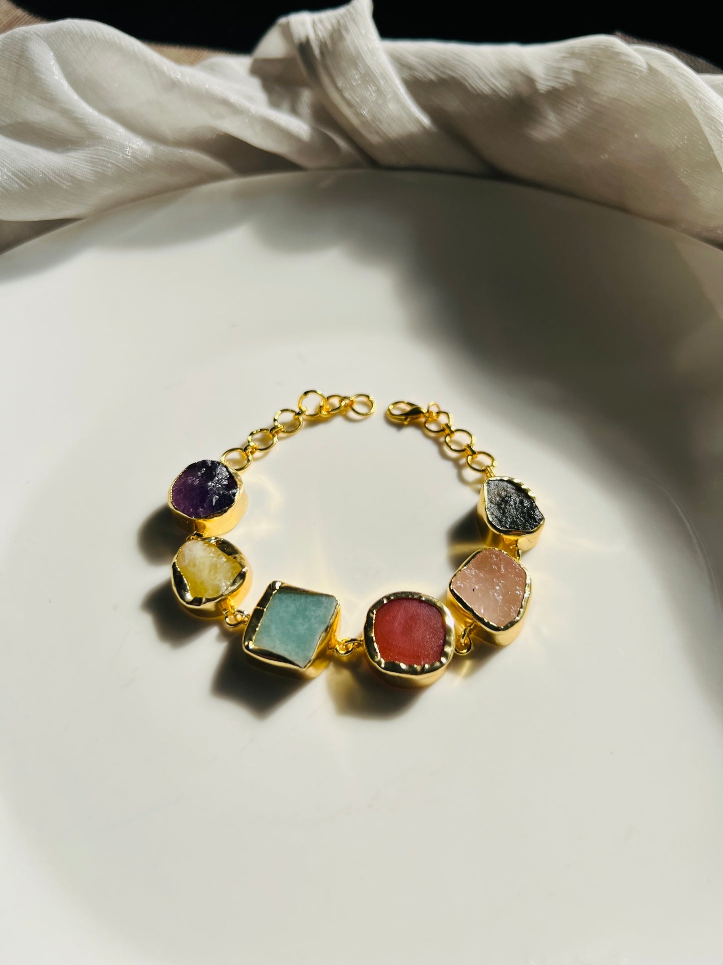 MULTICOLOUR NATURAL STONE BRACELET - bangles