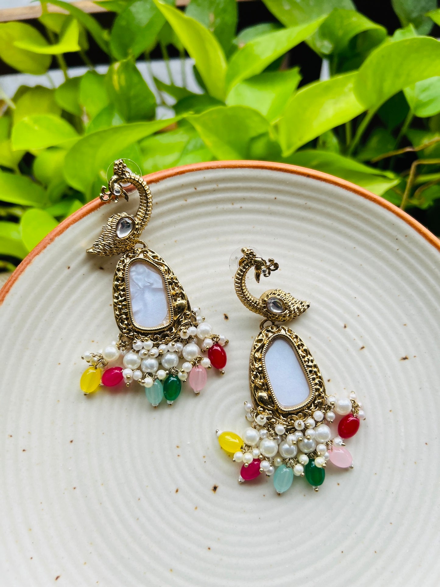 PEACOCK PEARL EARRINGS - Earrings