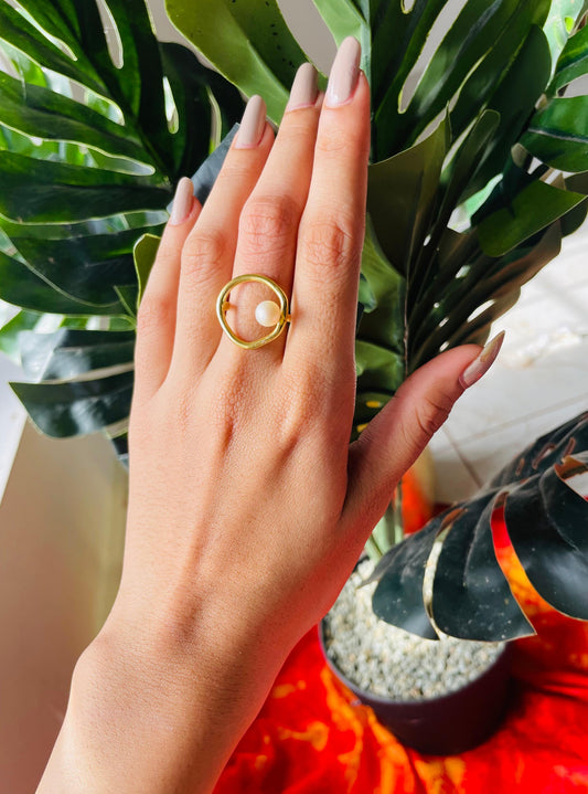 Simple Centre Pearl Ring - rings
