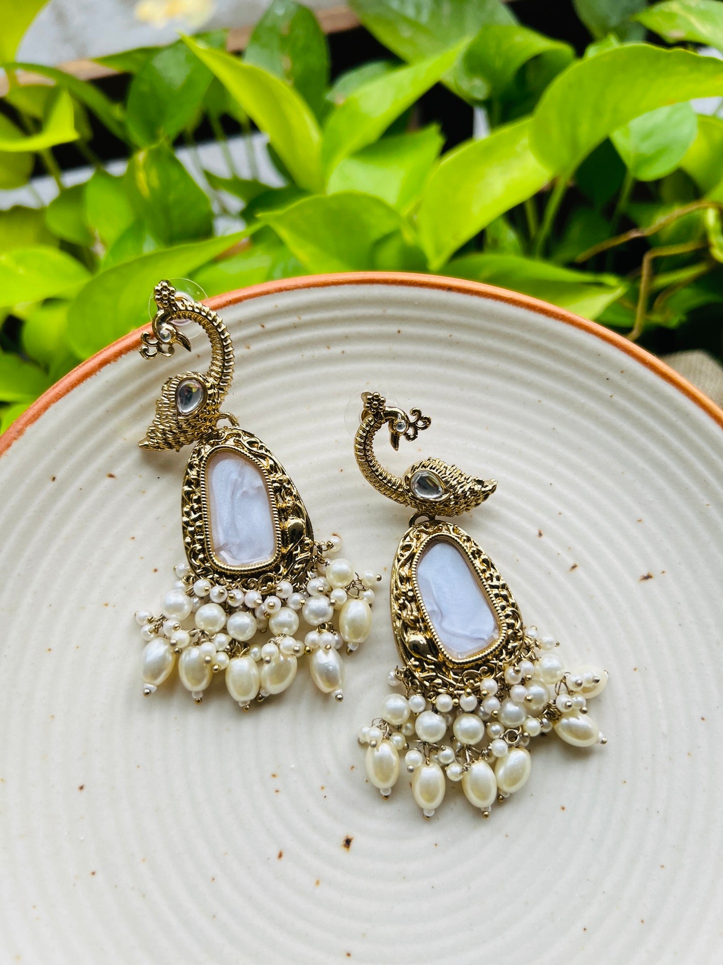 PEACOCK PEARL EARRINGS - Earrings
