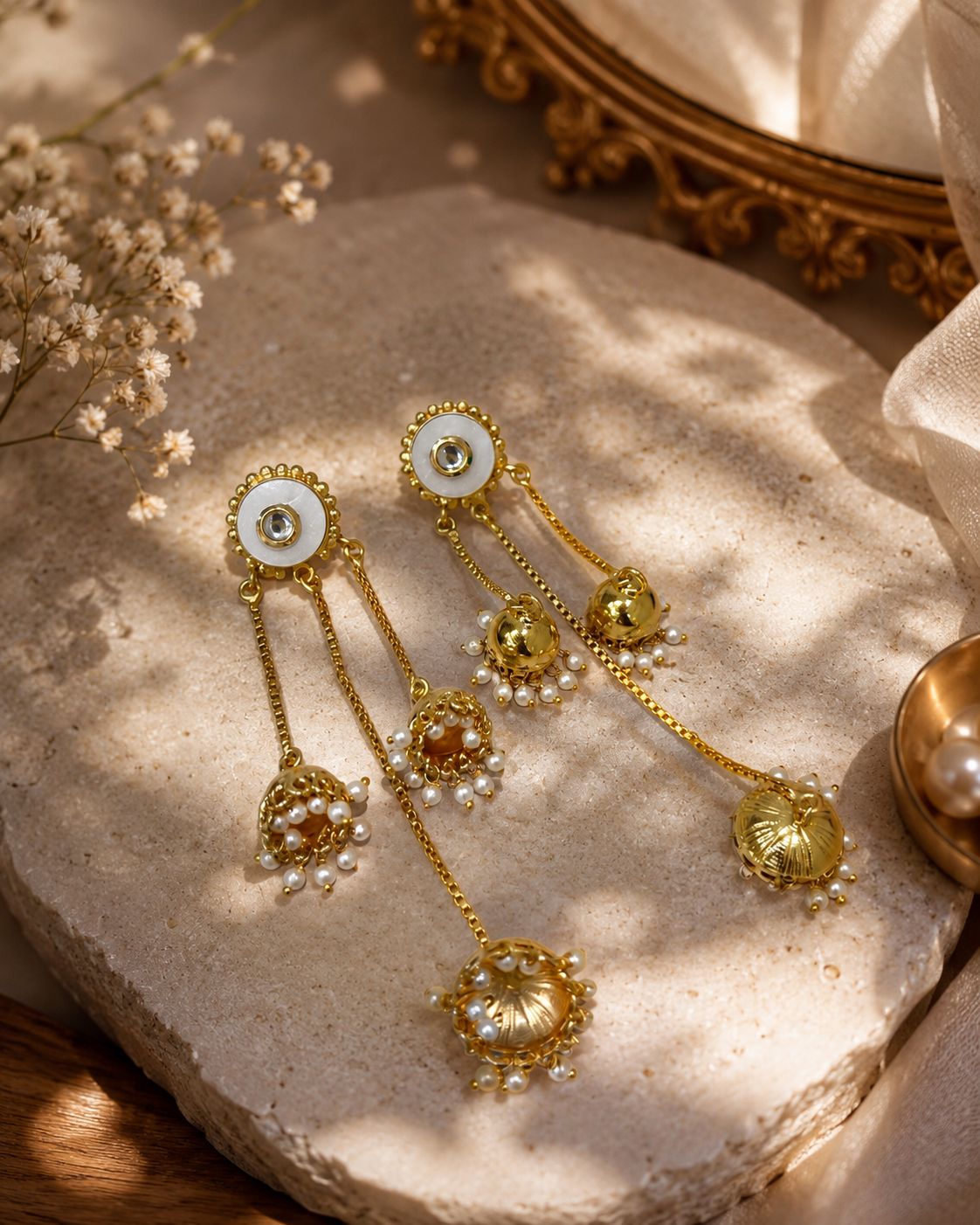 Pearl Cascade Jhumki Drops