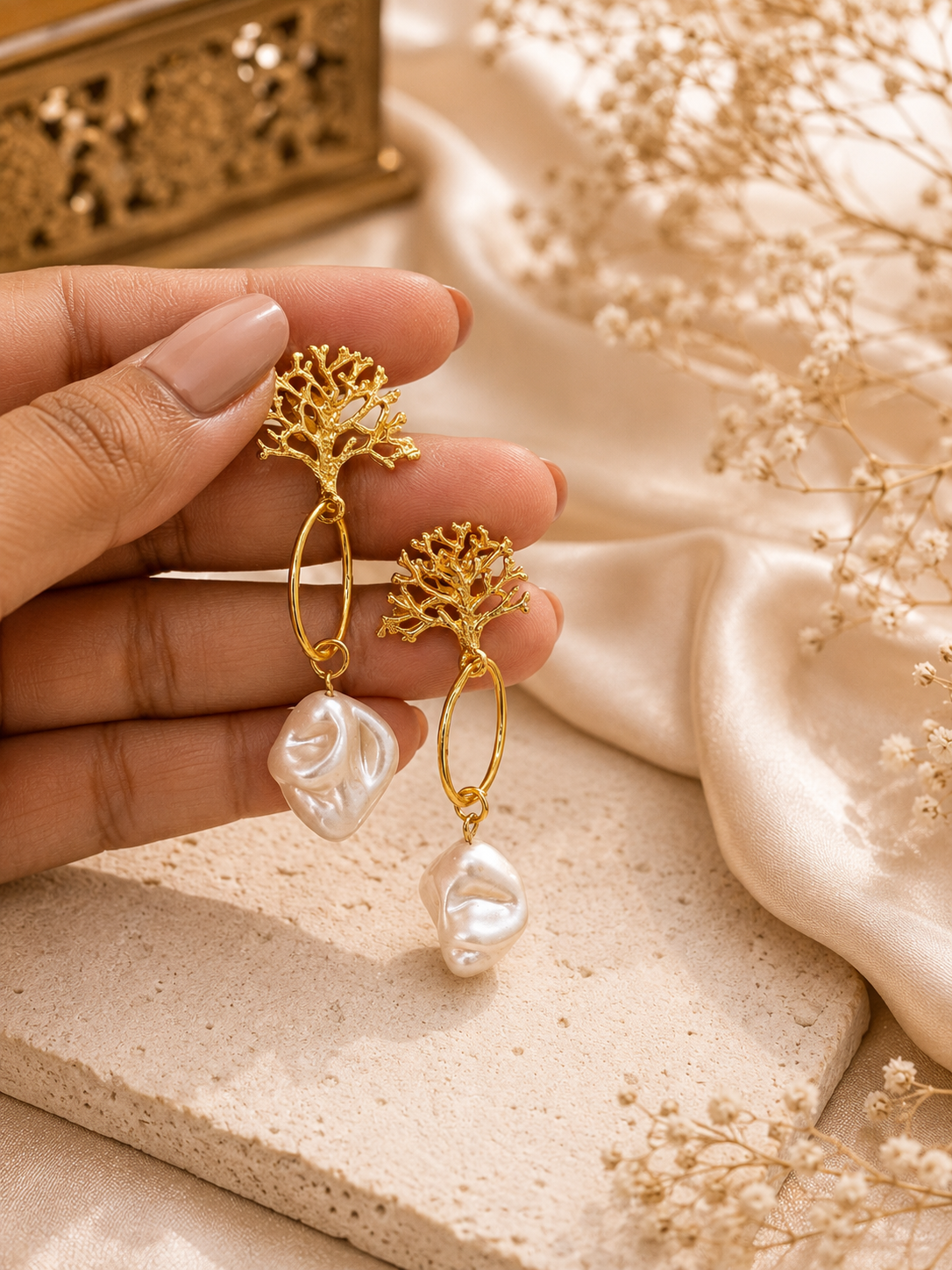 Pearl Tree Lightweight Earrings