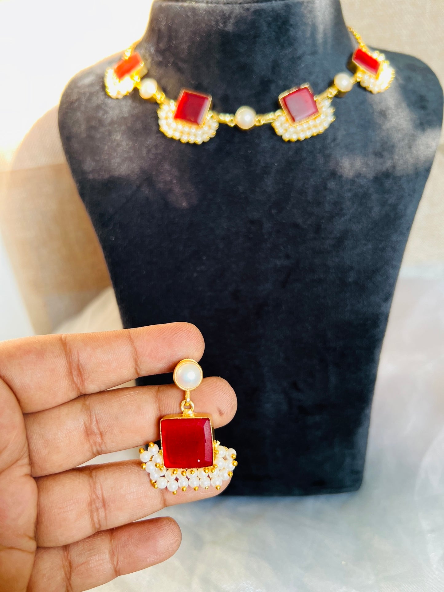 Cherry Red Neckpiece - Neckpiece