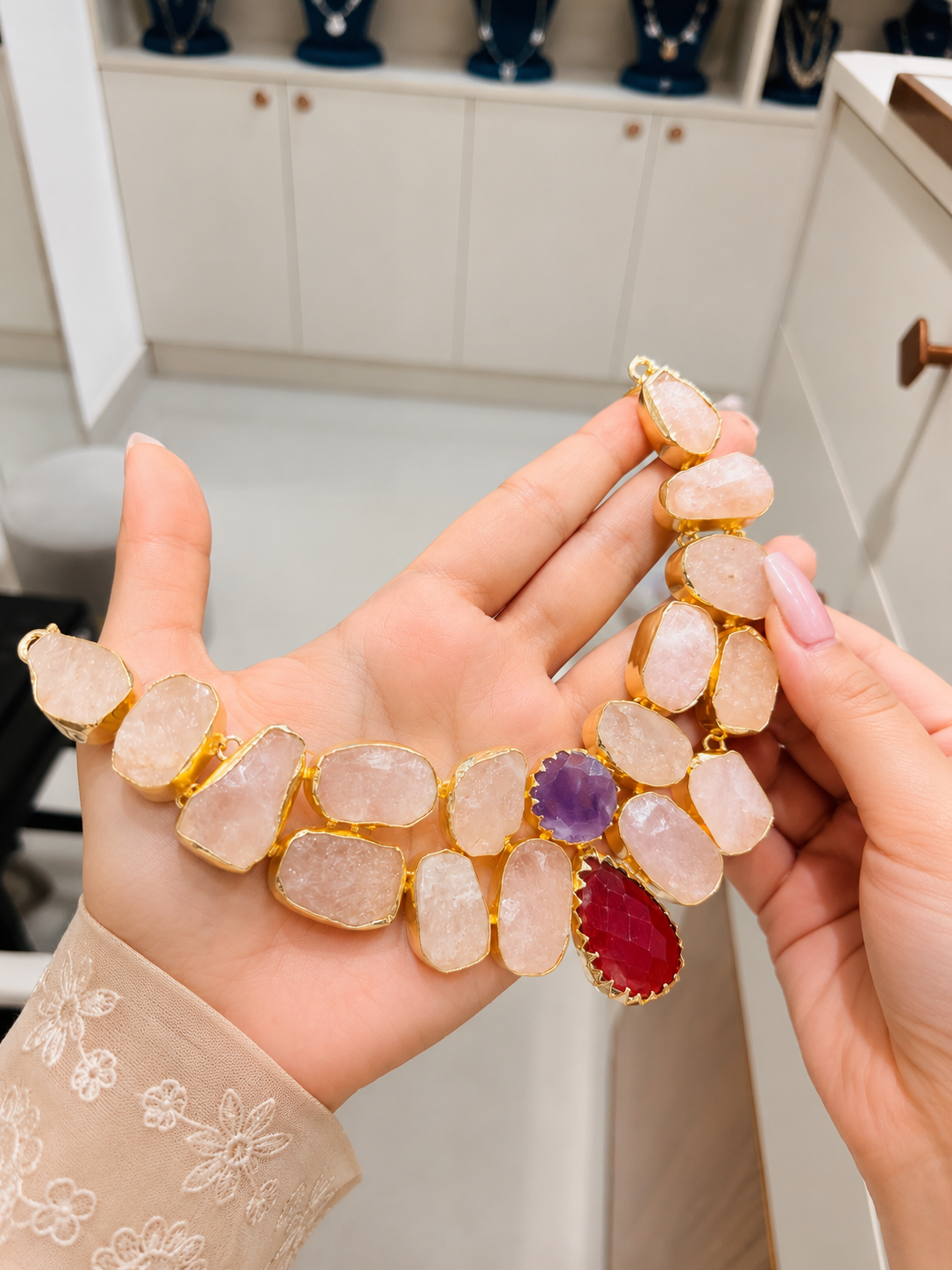 Rose Quartz Statement Necklace