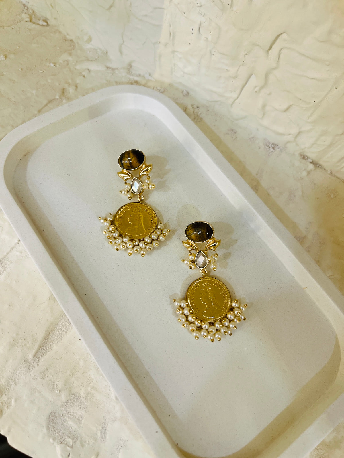 Royal Heirloom Coin Pearl Earrings