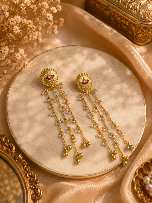 Noor Pearl Tassel Earrings
