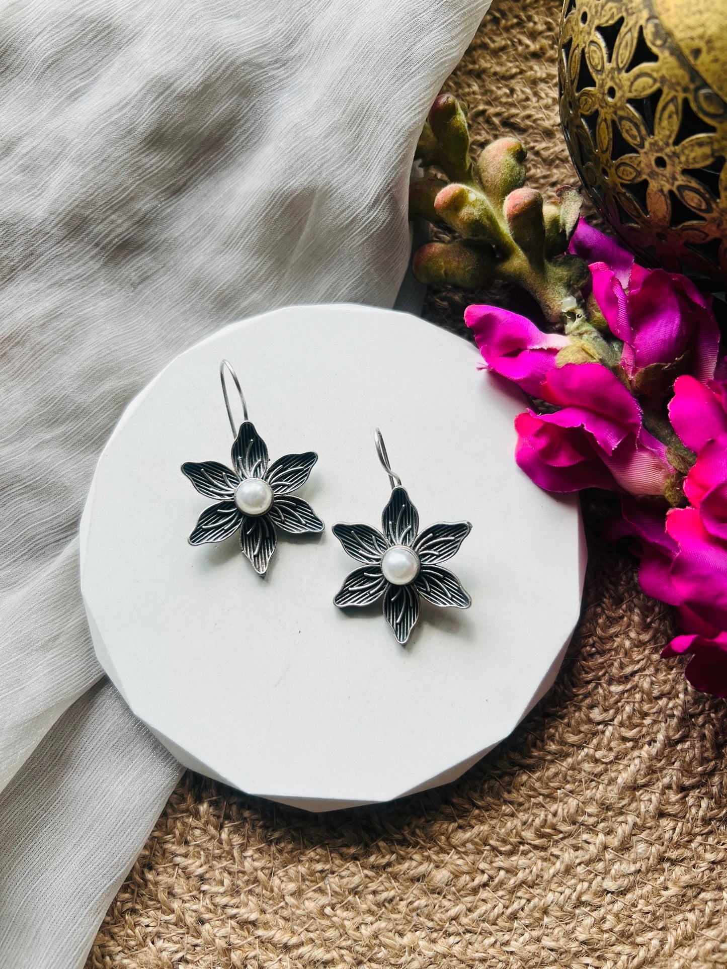 Antique Blossom Hoops - Earrings