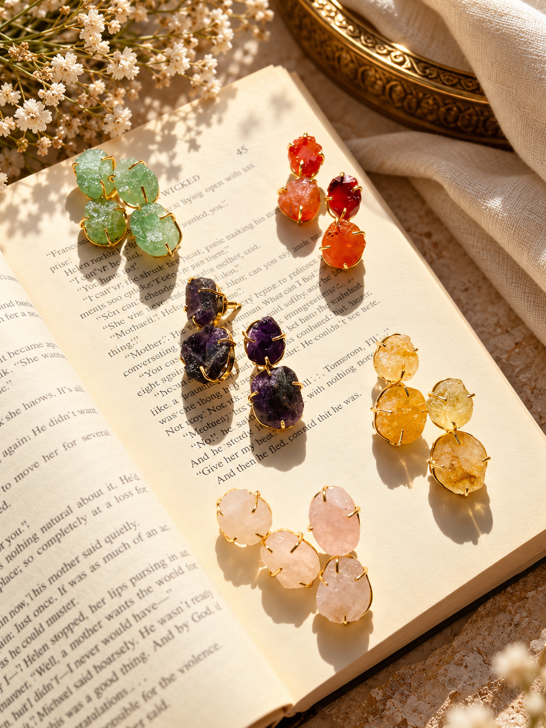 Celeste Raw Stone Drop Earrings