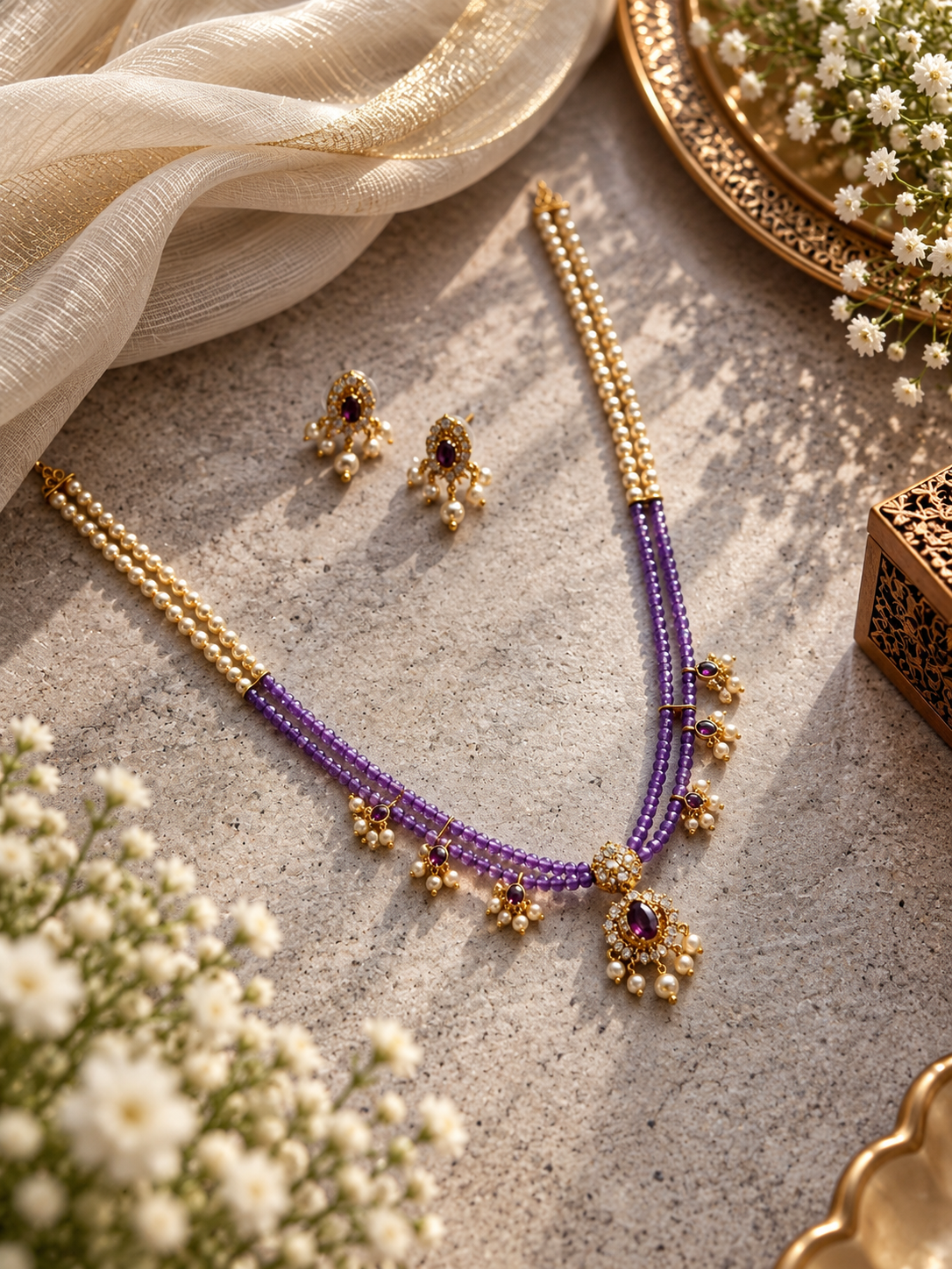 Celestia Pearl Beaded Necklace