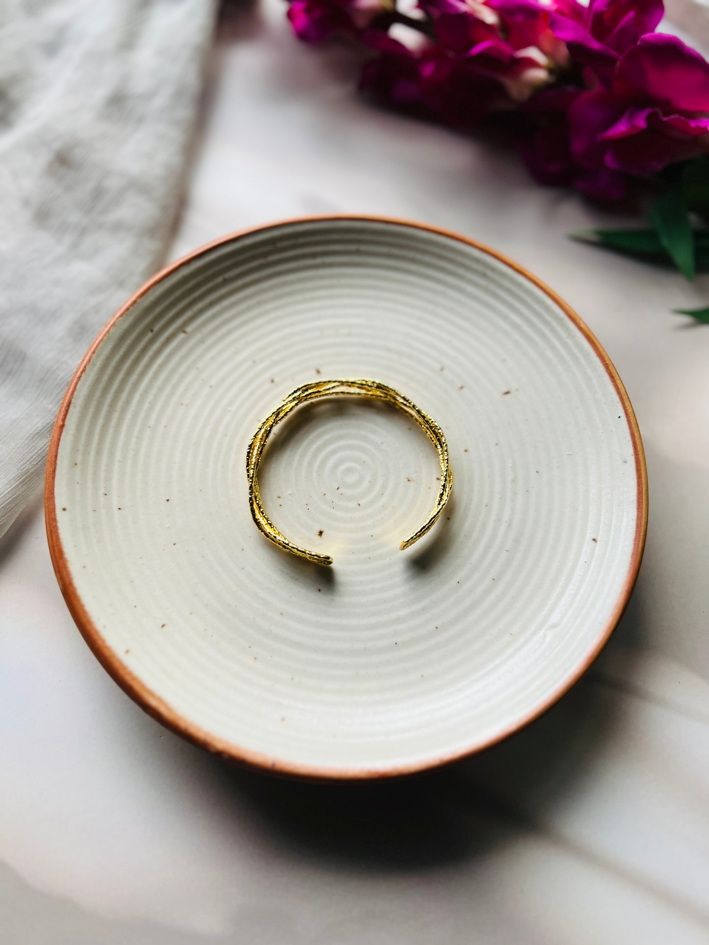 Auric Textured Open Bangle - bangles