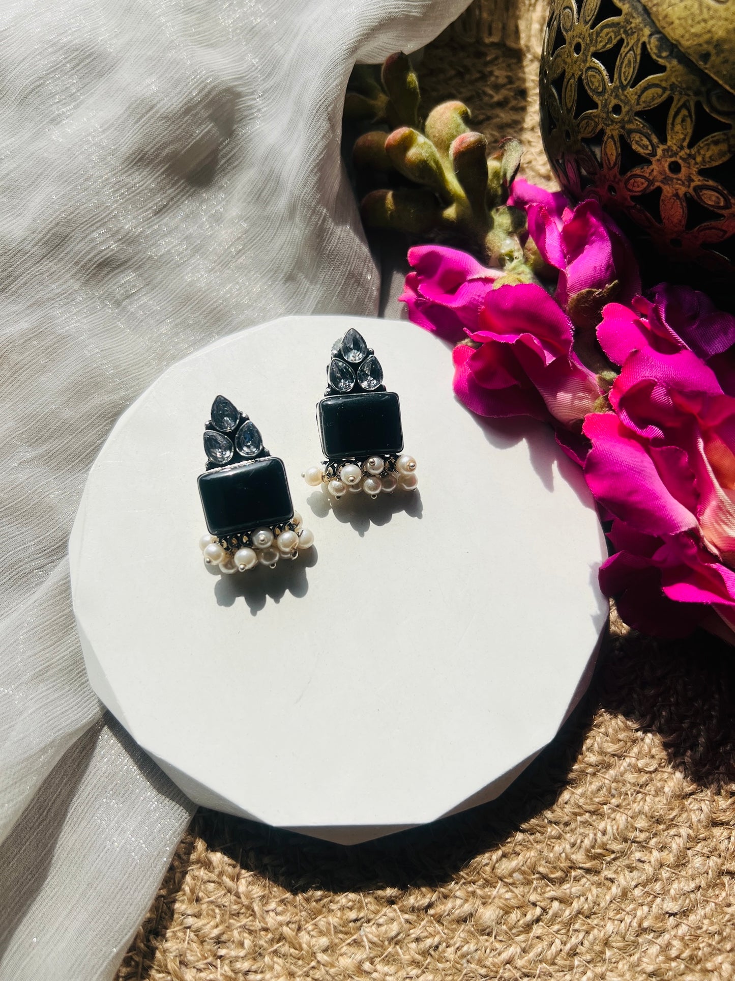 Pearl Glow Silver Studs -