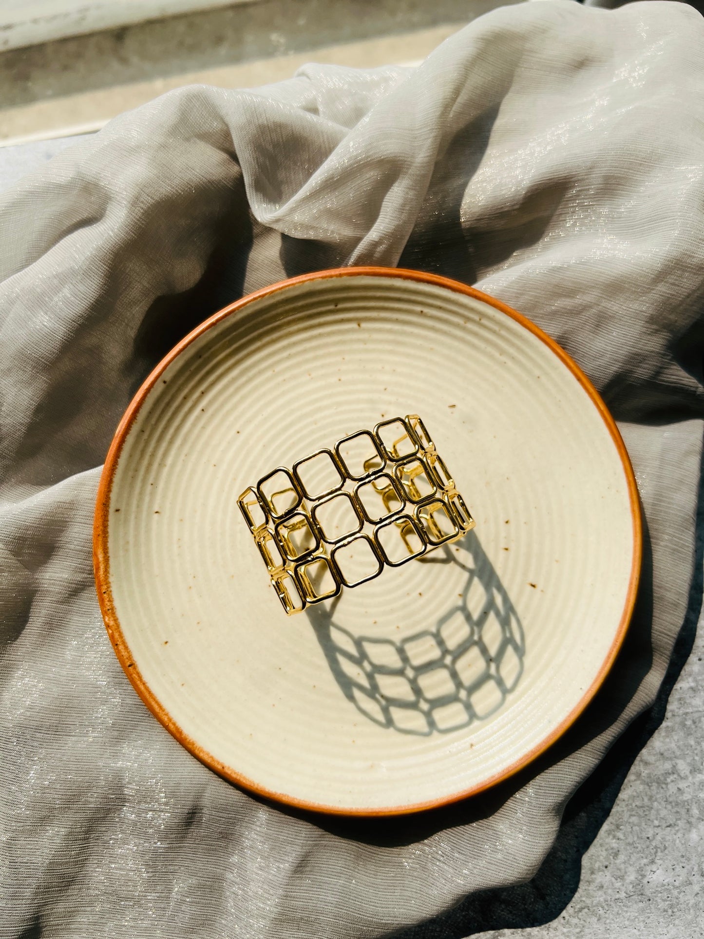 Golden Mosaic Cuff Bracelet