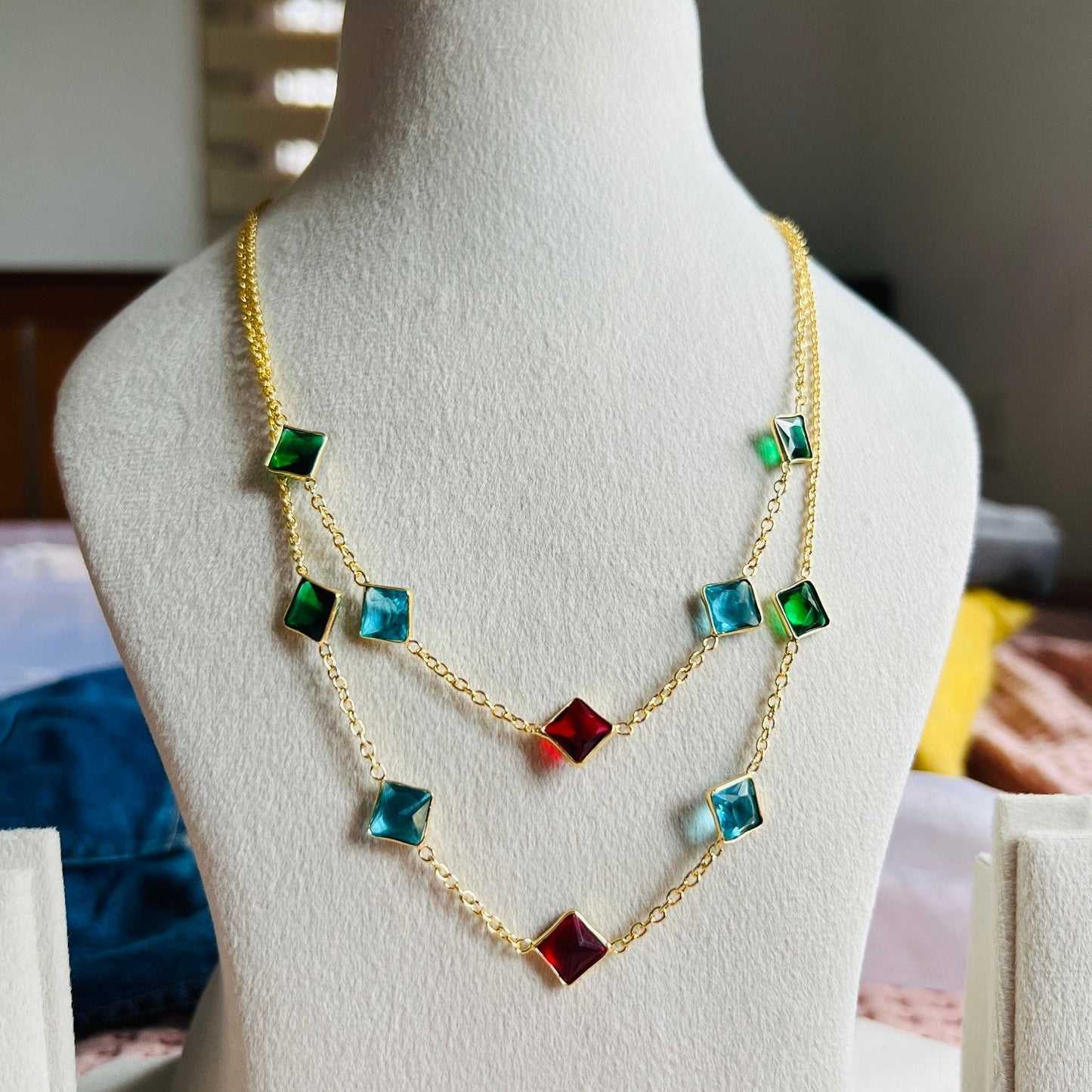 ANITYA MULTI STONE DOUBLE LAYER NECKPIECE - Neckpiece