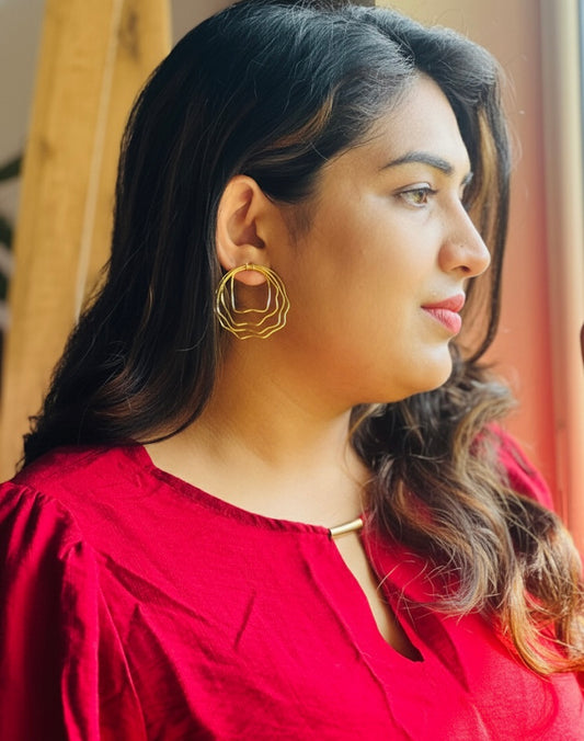 Golden Swirl Spiral Earrings