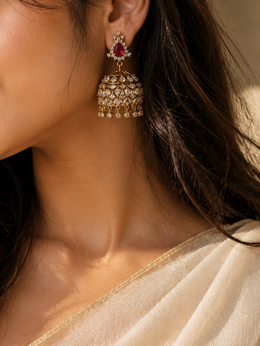 Ruby Radiance Jhumkas