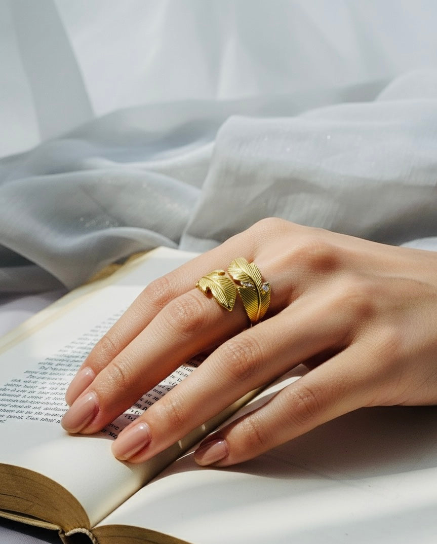 Golden Leaf Adjustable Ring