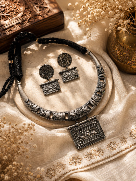 Mayura Antique Silver Necklace Set