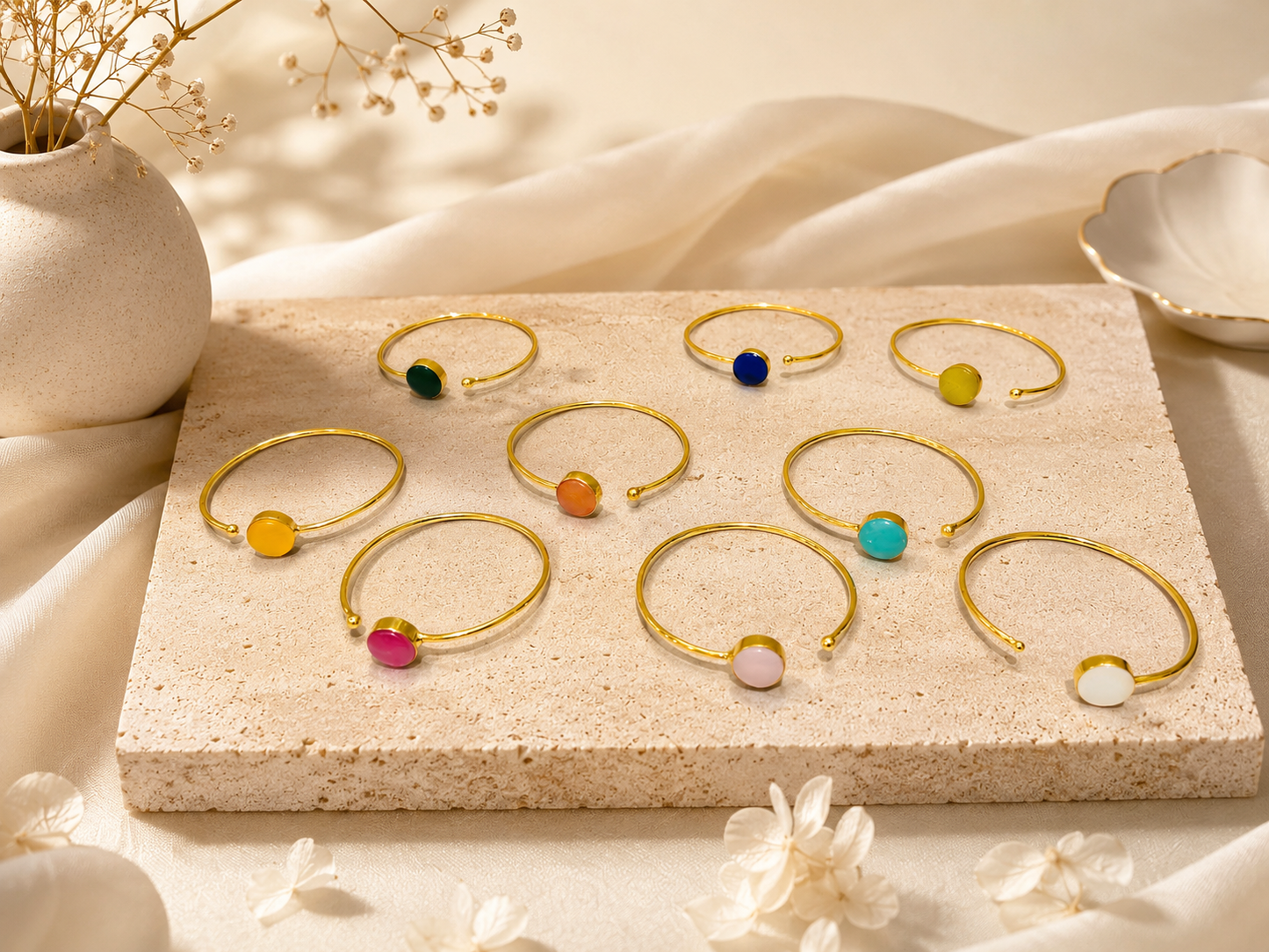 Aurora stone Cuff Bangles