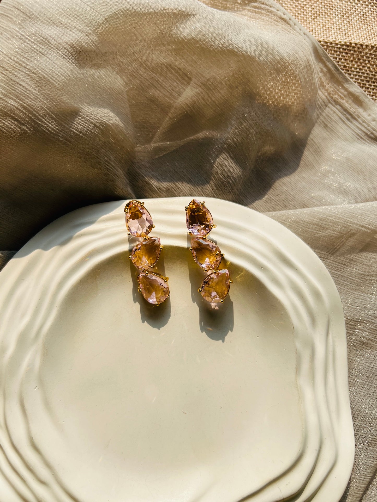 Triple Gleam Drop Earrings - Earrings