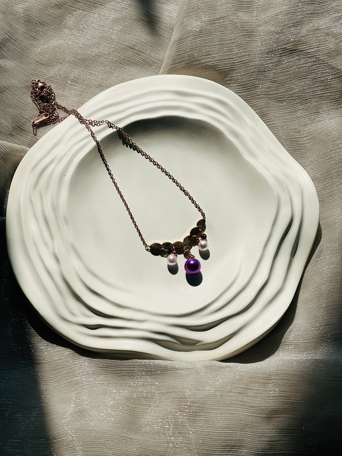 Lilac Pearl Drop Neckchain - Neckpiece