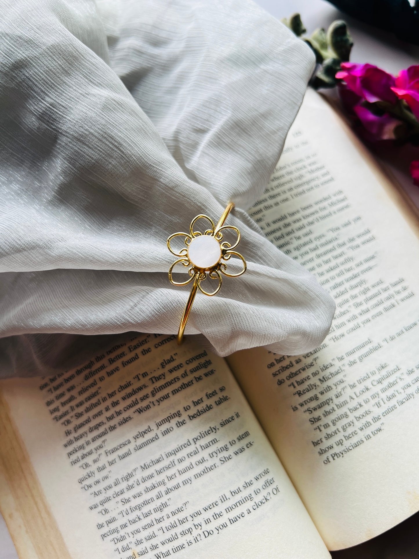 Moon Petal Bangle & Earring Set