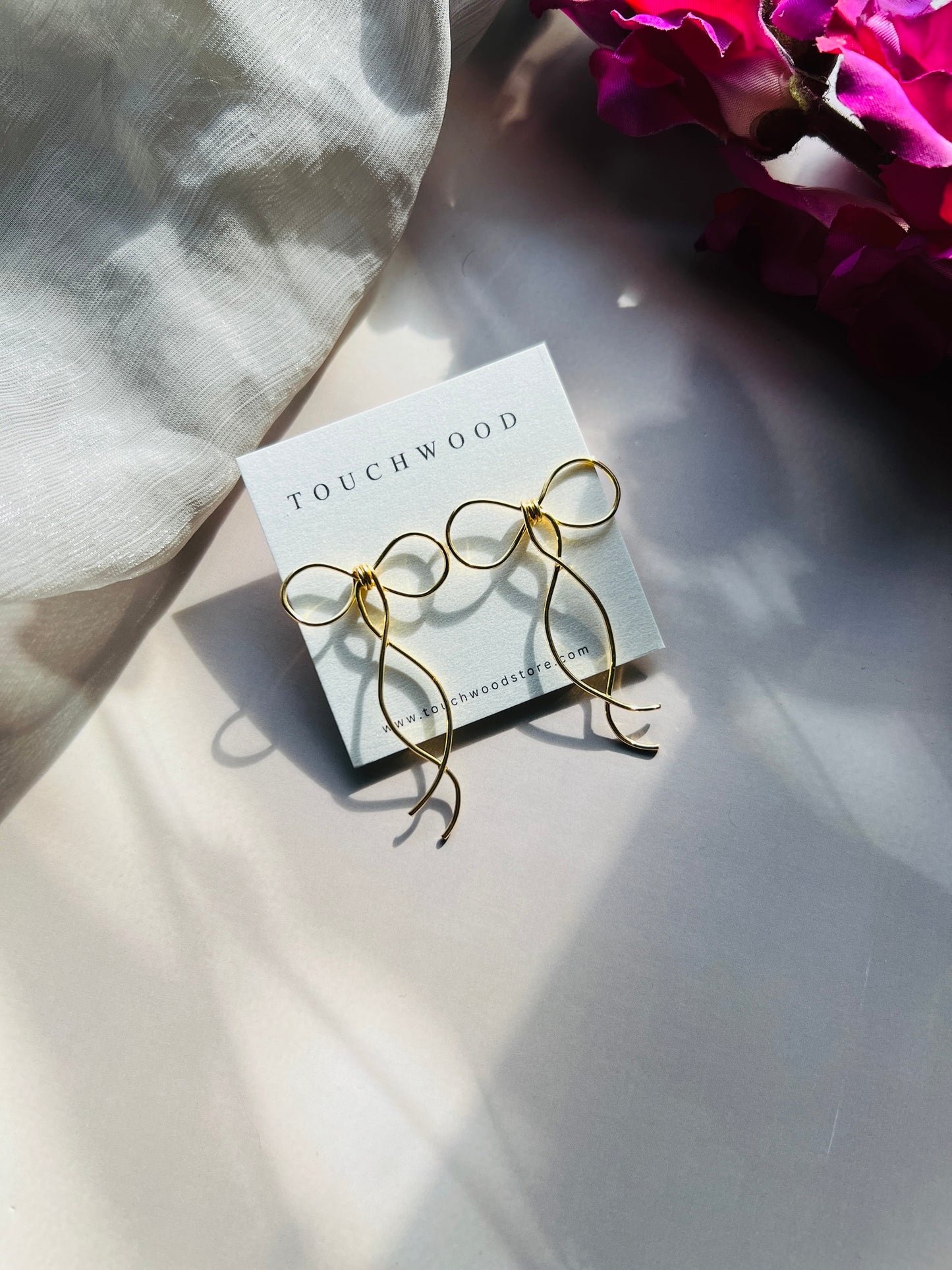 Golden Ribbon Earrings - Earrings