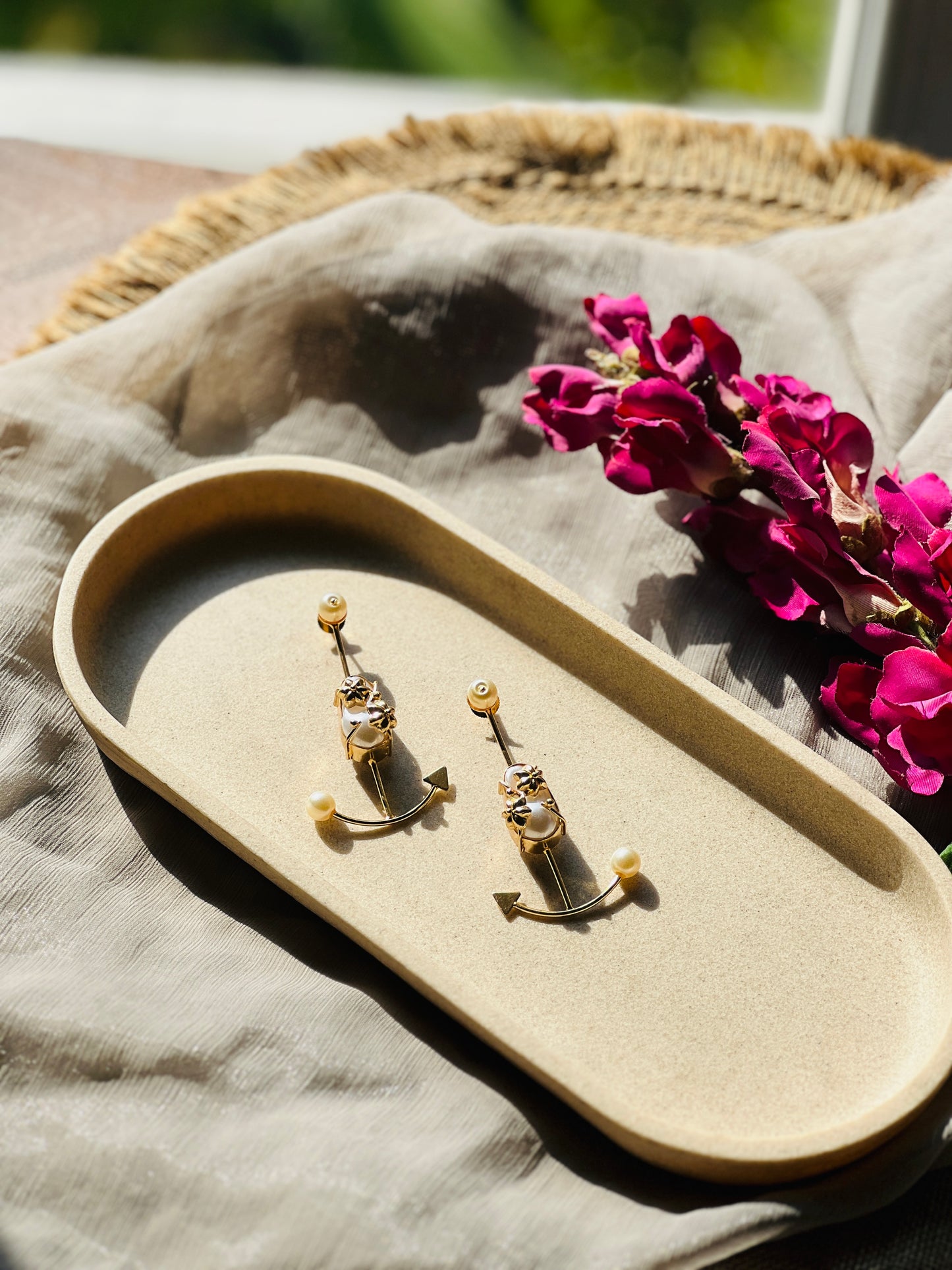 Nautica Pearl Anchor Earrings