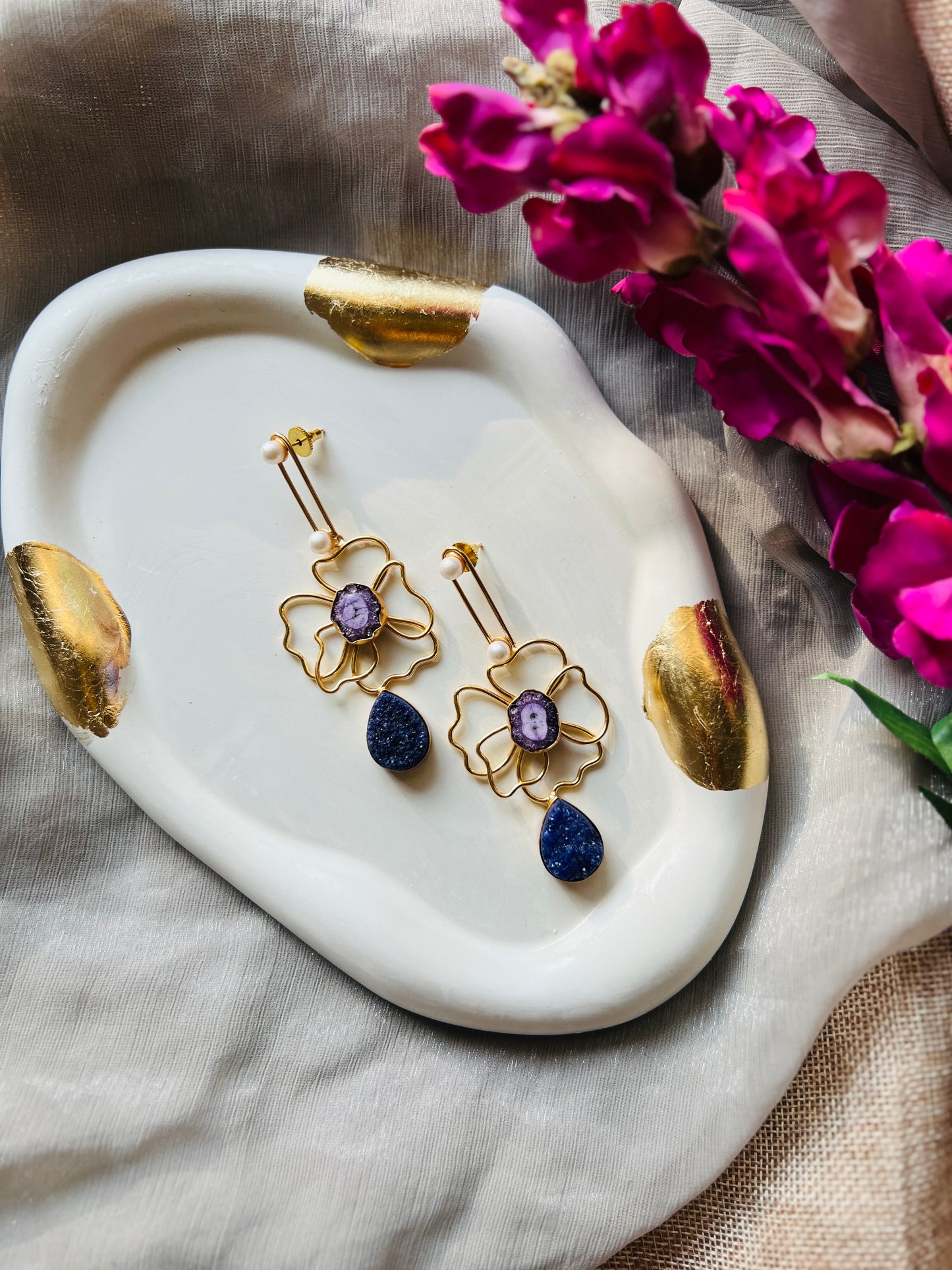 Midnight Bloom Drop Earrings