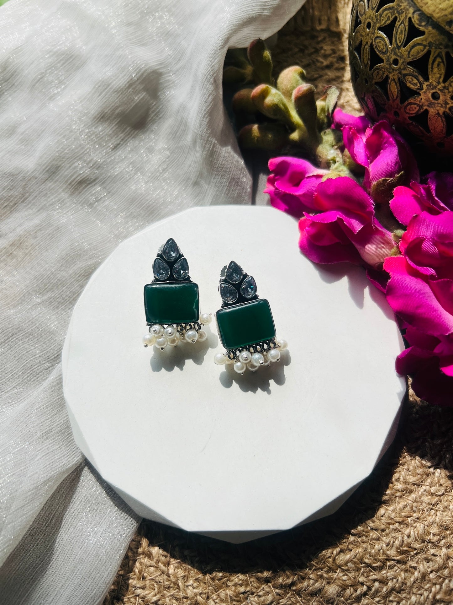 Pearl Glow Silver Studs -