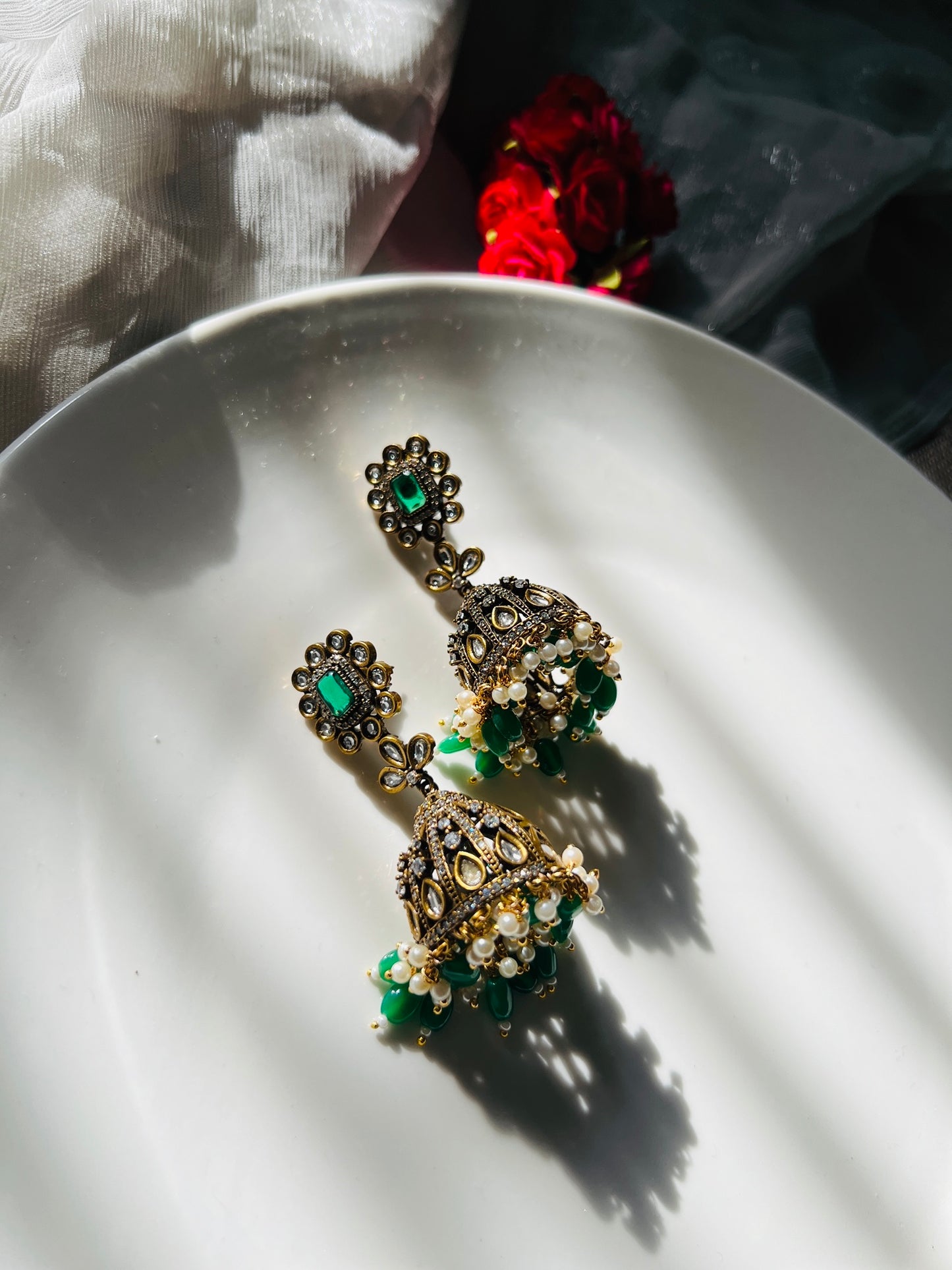 Regal Pearl Radiance Jhumka - Earrings