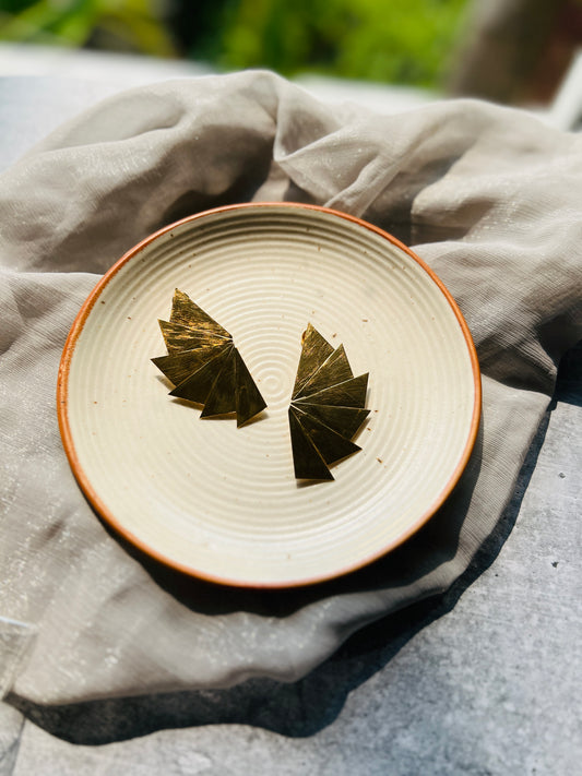 Golden Origami Fan Earrings