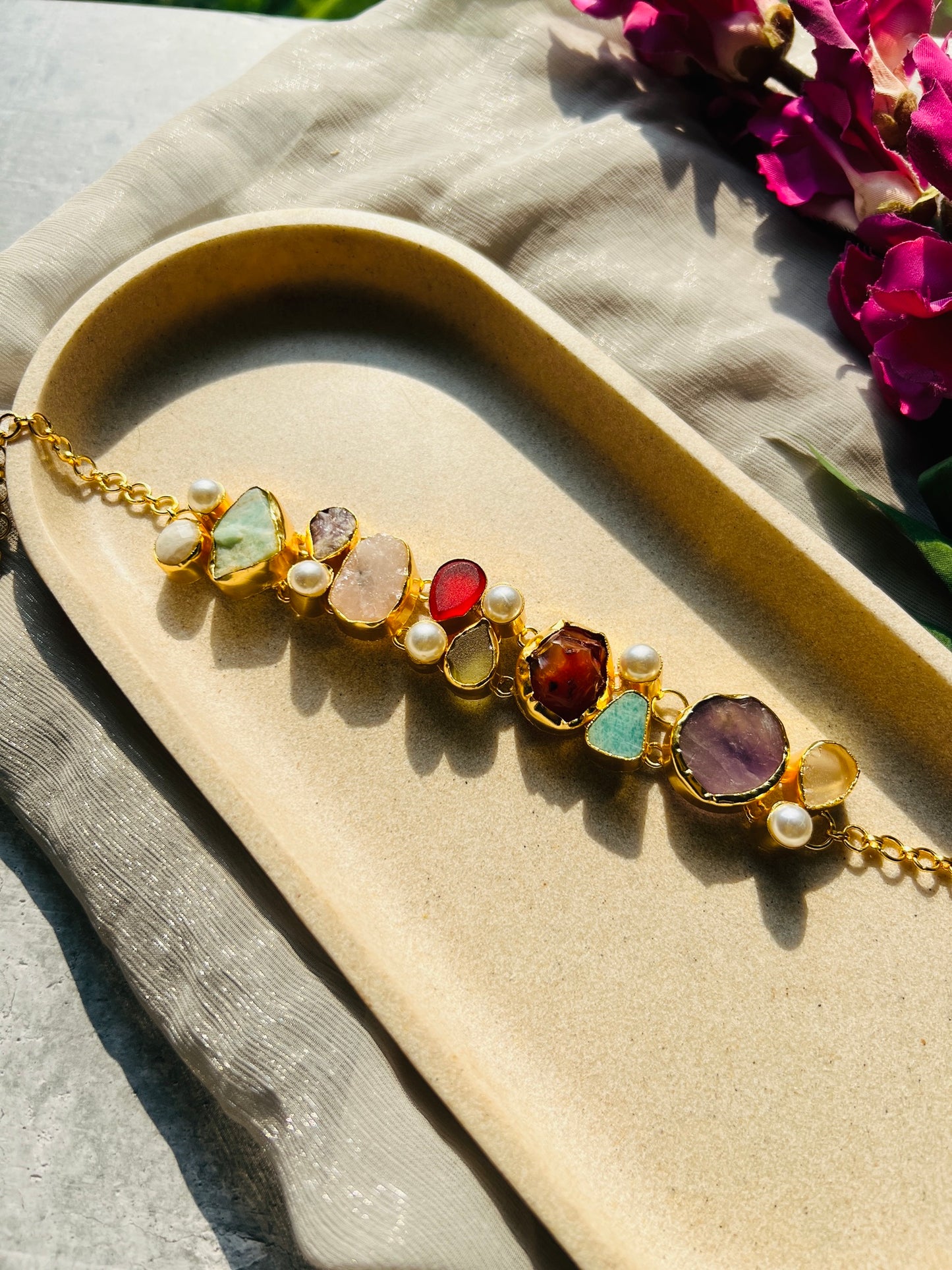 Rainbow Luxe Natural Stone Choker