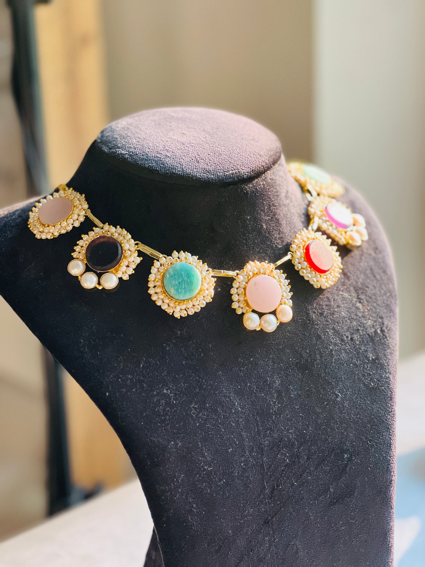 Natural Stone Blossom Necklace